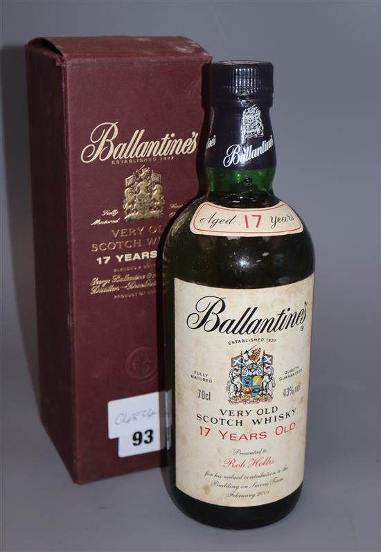 A Ballantines 17 year old Scottish whisky, boxed